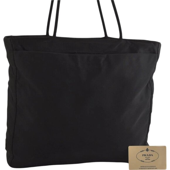 (L3) Authentic Prada Shoulder Bag Black Canvas Luxury Vintage Designer Handbag - Picture 2 of 13